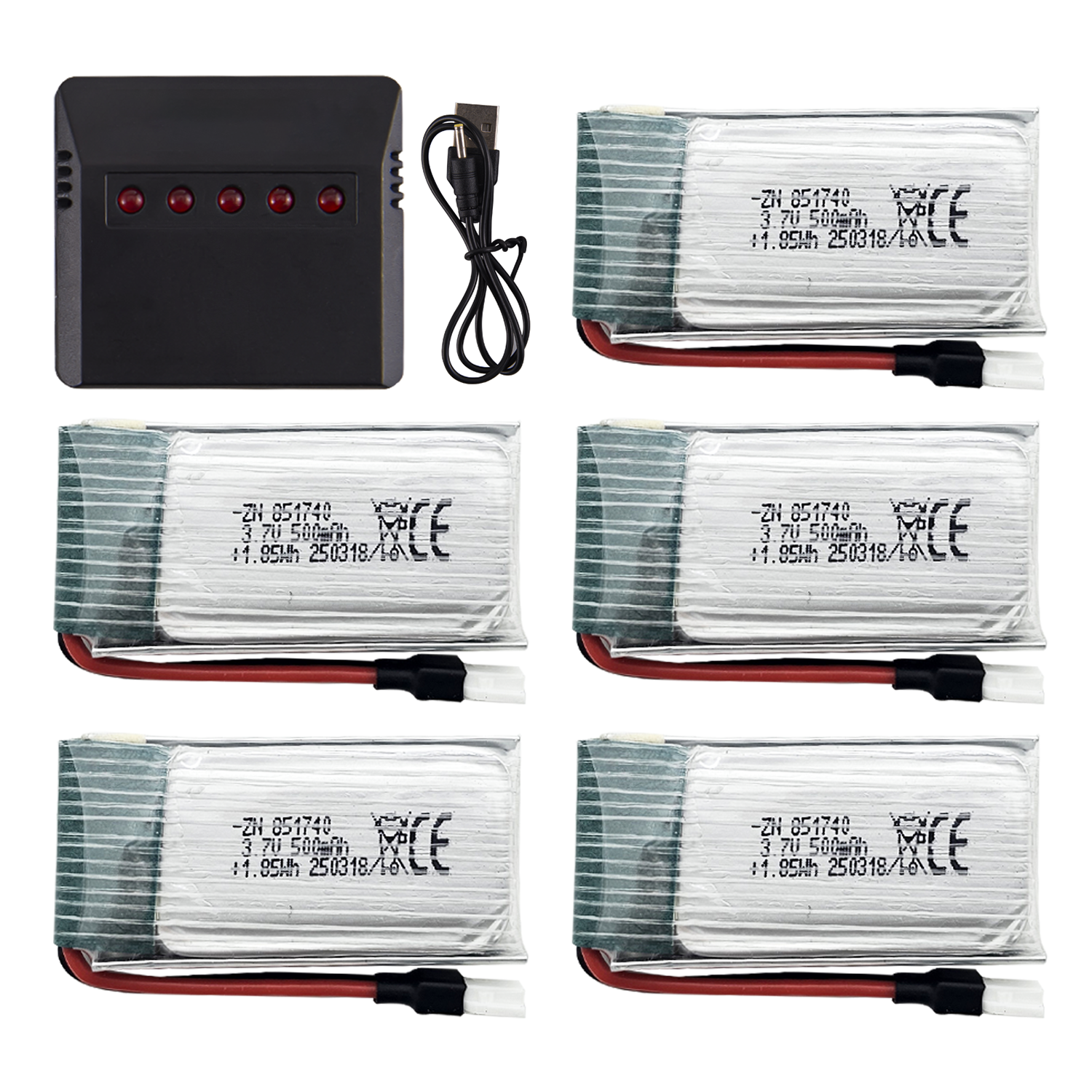 5Pcs 3.7V 500mAh LiPo Batterie - Drone Power Bank incelemesi ve fiyatı