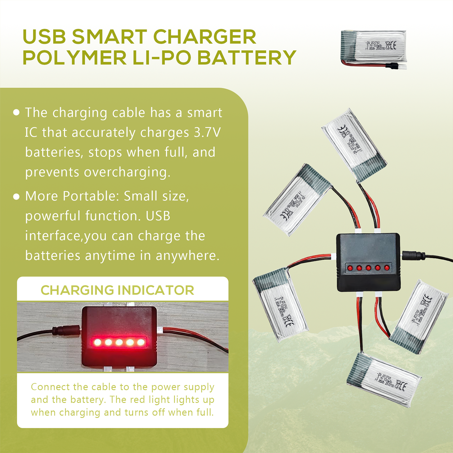 5Pcs 3.7V 500mAh LiPo Batterie - Drone Power Bank incelemesi ve fiyatı